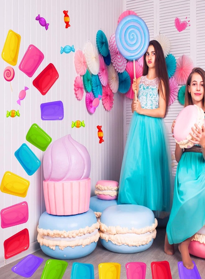 ملصقات أرضية ملونة من مادة PVC، ملصقات أرضية بطابع الحلوى، زينة حفلات بطابع الحلوى، لوازم حفلات أعياد الميلاد، زينة سيارات الهالوين (30 قطعة، 7.9 × 4.7 بوصة) - Image 5